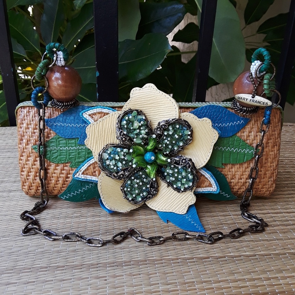 Mary Frances Woven Wicker Magnolia Bag